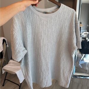 Dior Men's Textured Light Gray Crewneck Sweater